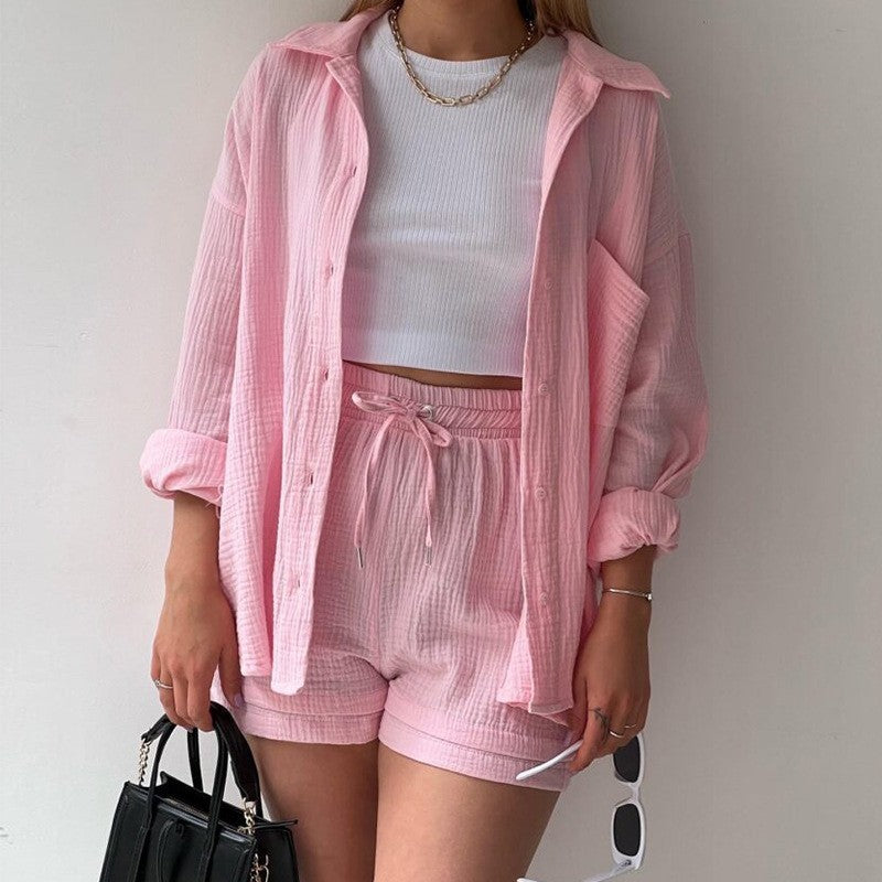Chambray Shirt & Shorts Set