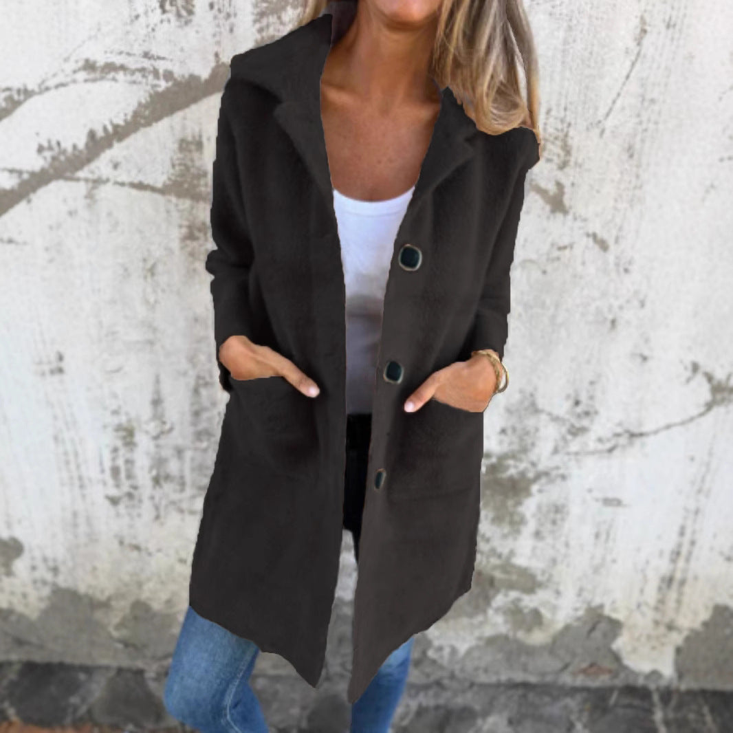 Sleek Single-Breasted Polo Collar Coat