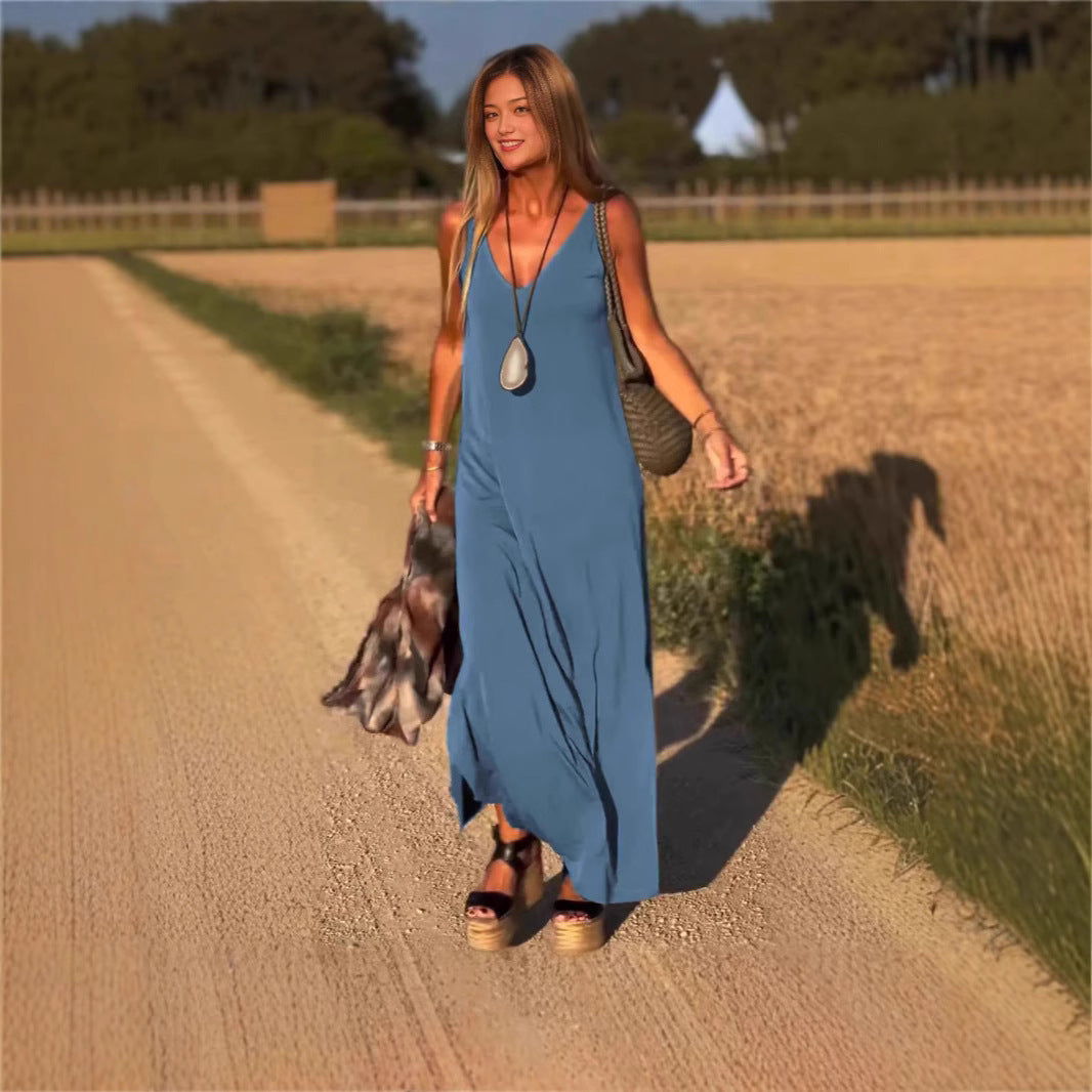 Elegant V-Neck Spaghetti Strap Dress