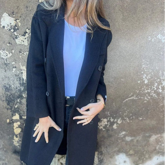 Women's Mid-Length Double-Breasted Casual Jacket