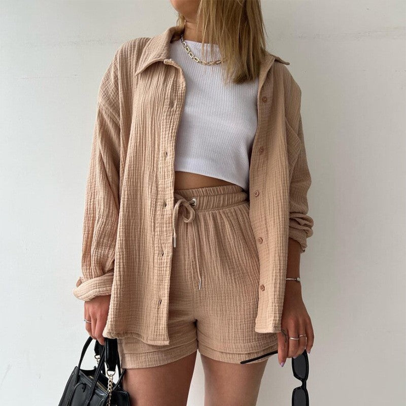 Chambray Shirt & Shorts Set