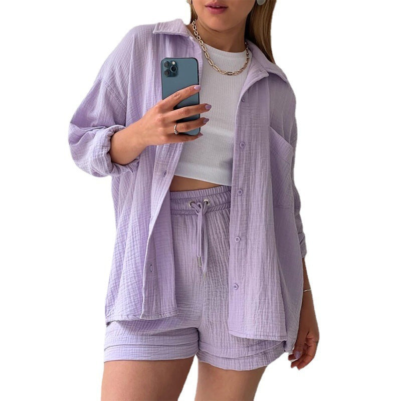 Chambray Shirt & Shorts Set
