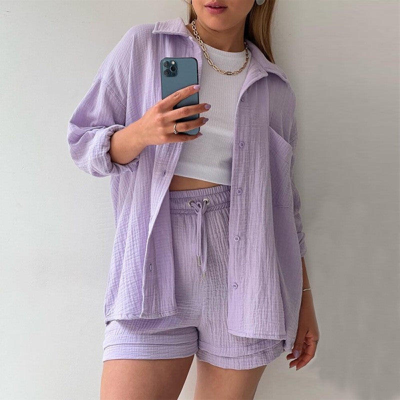 Chambray Shirt & Shorts Set