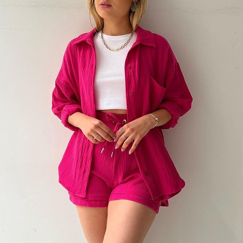 Chambray Shirt & Shorts Set