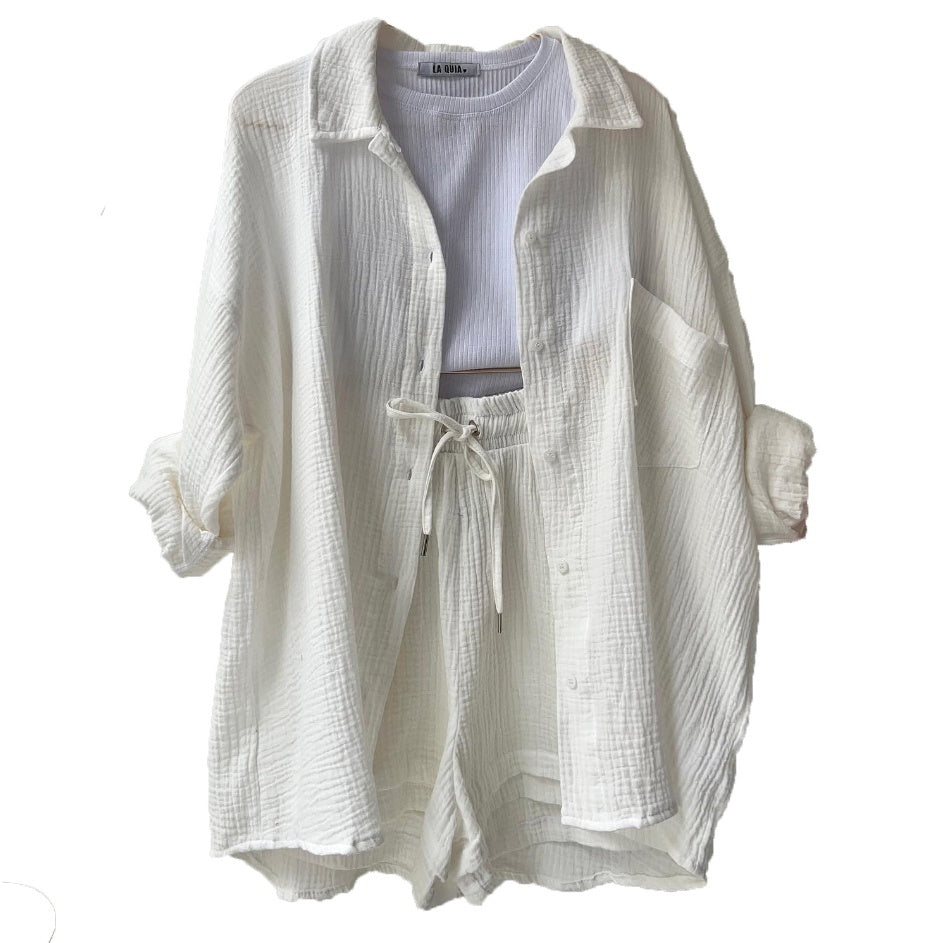 Chambray Shirt & Shorts Set