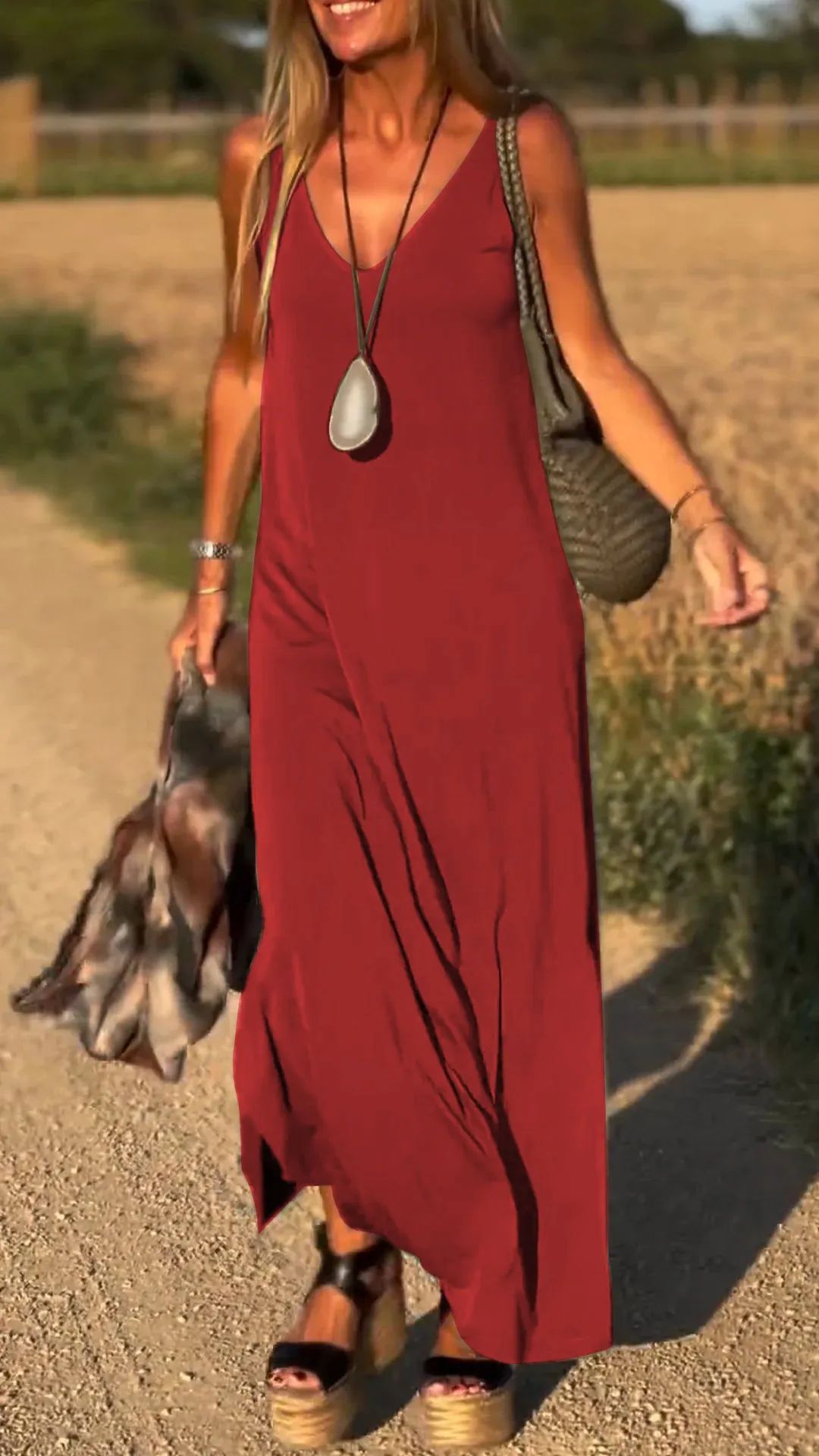 Elegant V-Neck Spaghetti Strap Dress