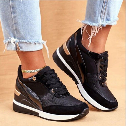 Chic & Comfy: Sequin Colorblock Casual Sneakers