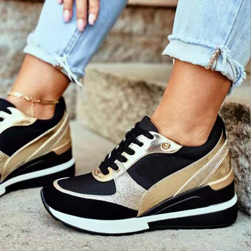 Chic & Comfy: Sequin Colorblock Casual Sneakers