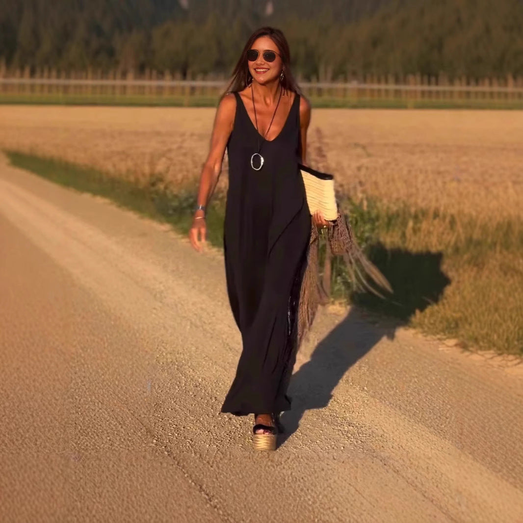 Elegant V-Neck Spaghetti Strap Dress