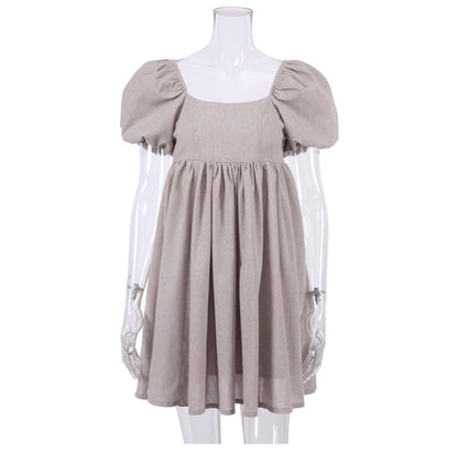 Elegant Puff Sleeve Mini Dress for Women – Square Neck Design
