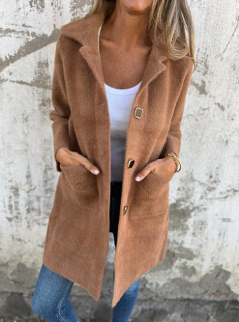 Sleek Single-Breasted Polo Collar Coat