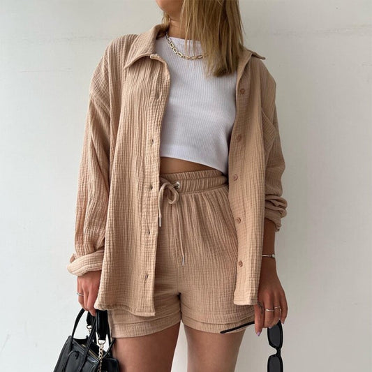 Chambray Shirt & Shorts Set