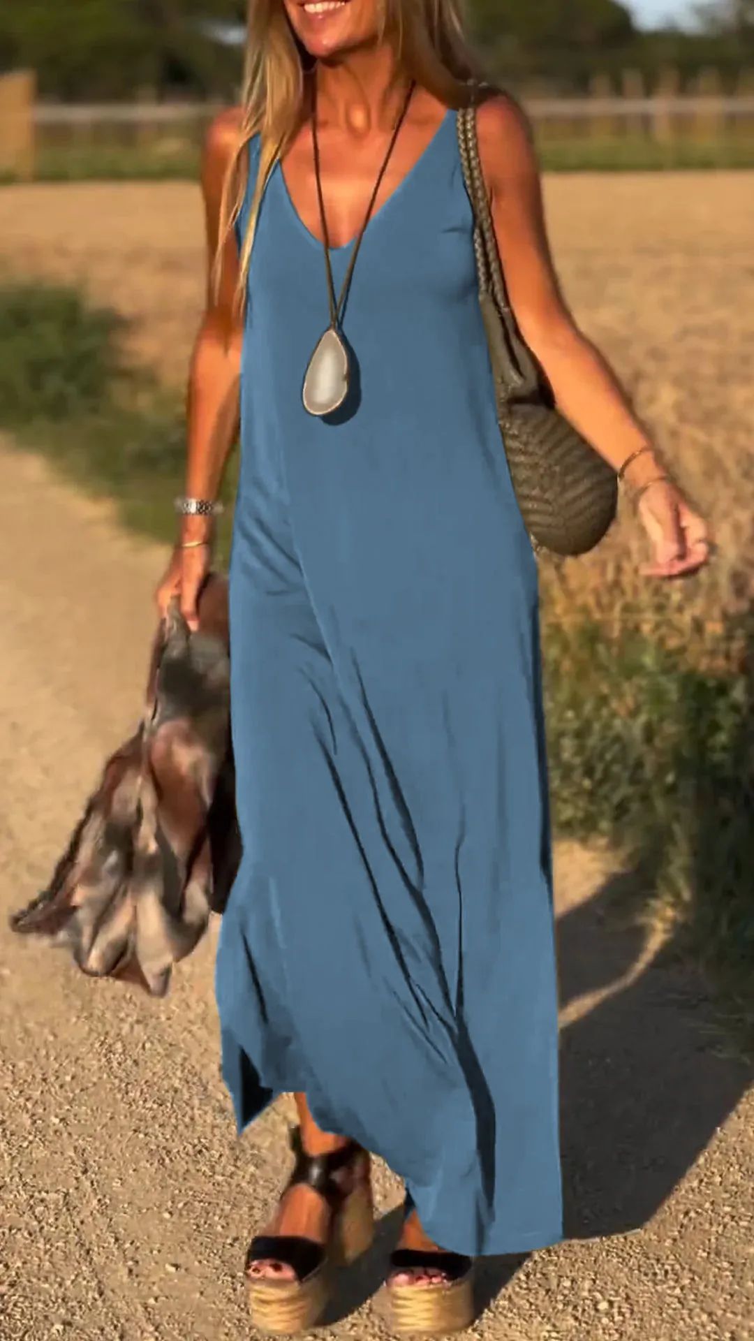 Elegant V-Neck Spaghetti Strap Dress