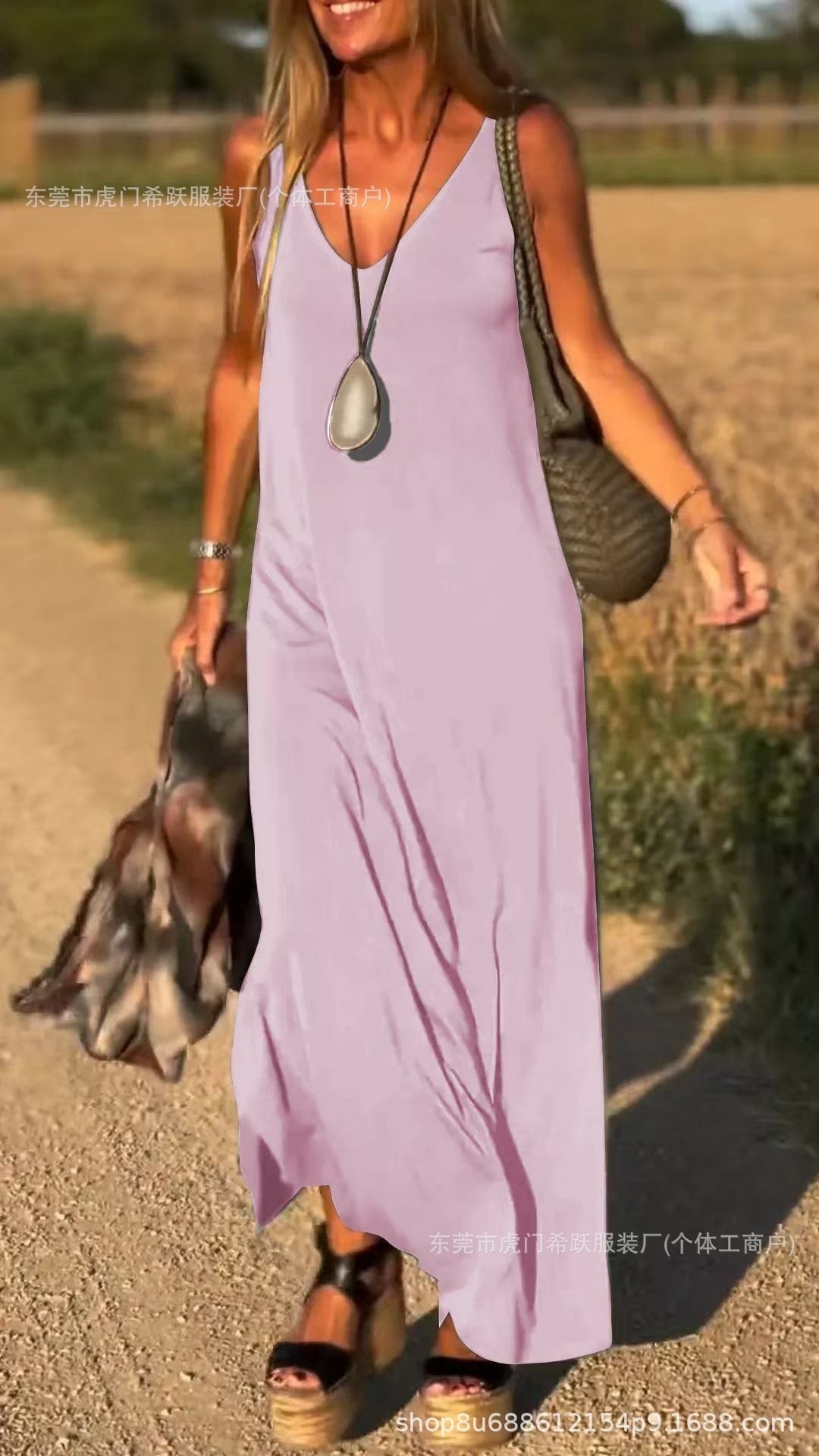 Elegant V-Neck Spaghetti Strap Dress