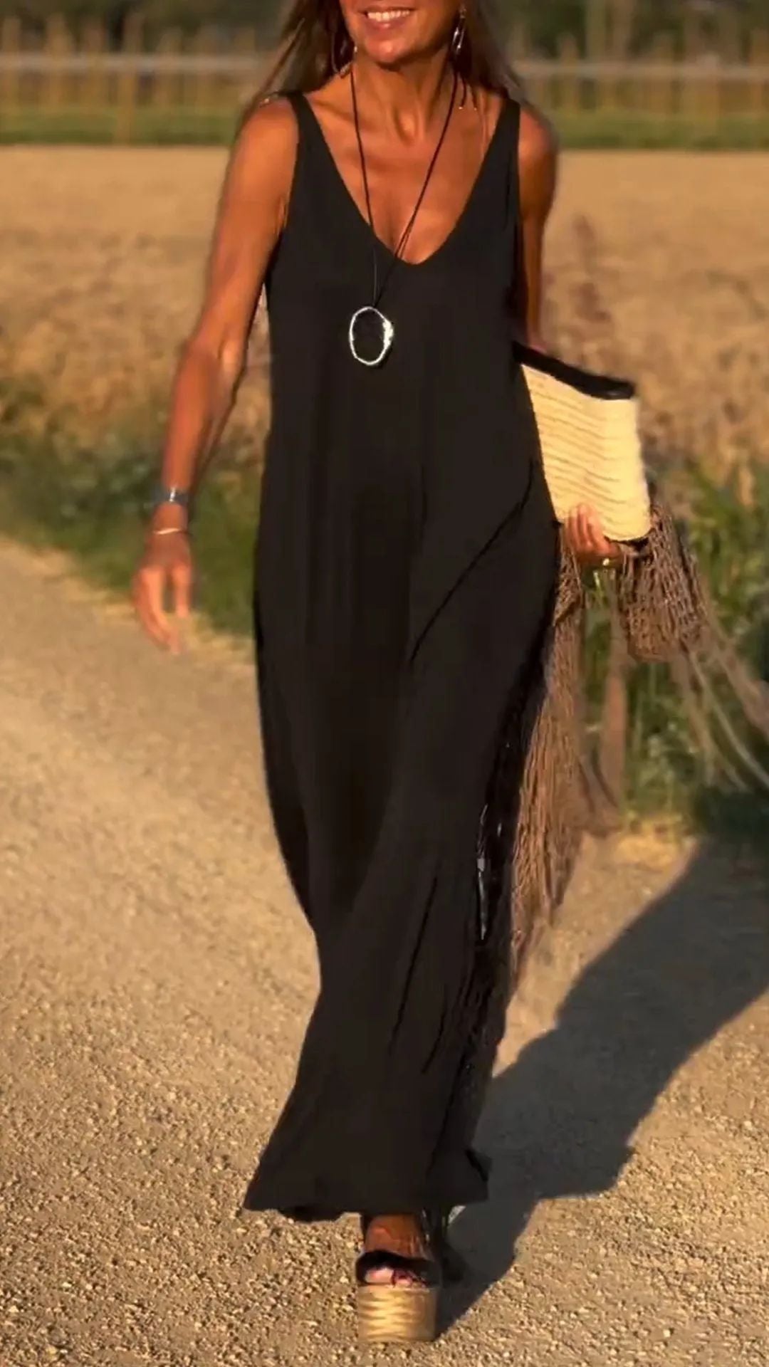 Elegant V-Neck Spaghetti Strap Dress