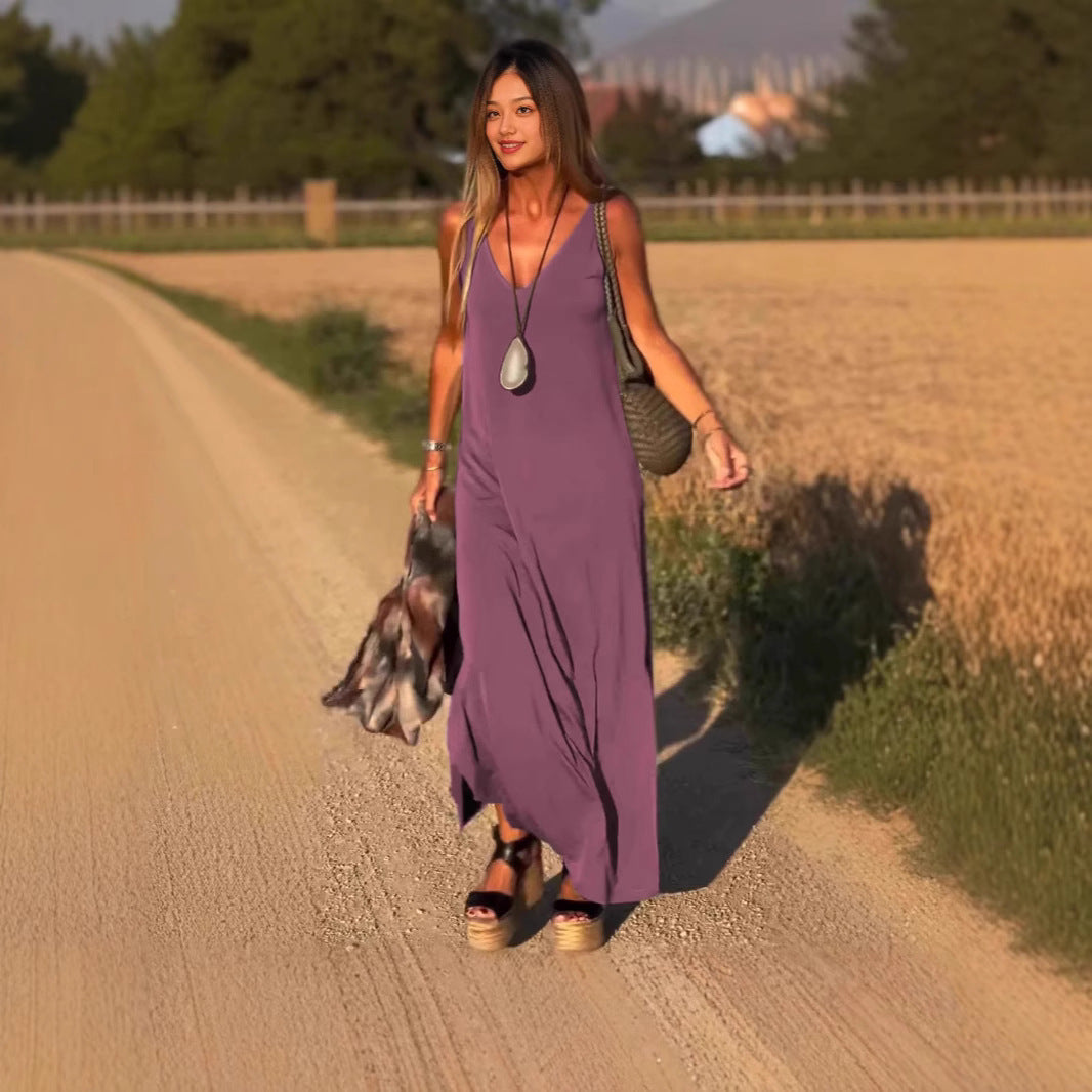 Elegant V-Neck Spaghetti Strap Dress