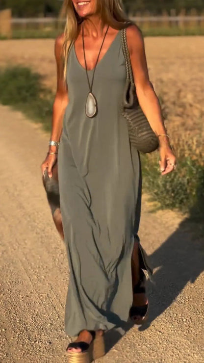 Elegant V-Neck Spaghetti Strap Dress