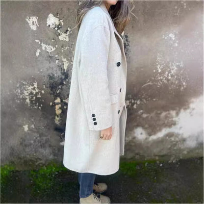 Women's Mid-Length Double-Breasted Casual Jacket